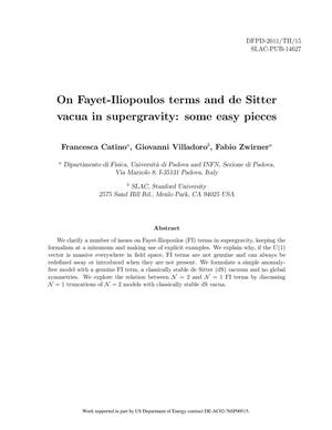 On Fayet-Iliopoulos Terms and de Sitter Vacua in Supergravity: Some Easy Pieces