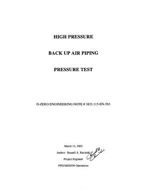 High Pressure Back up Air Piping Pressure Test
