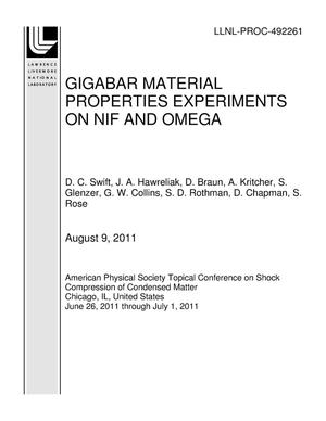 Primary view of object titled 'Gigabar Material Properties Experiments on Nif and Omega'.
