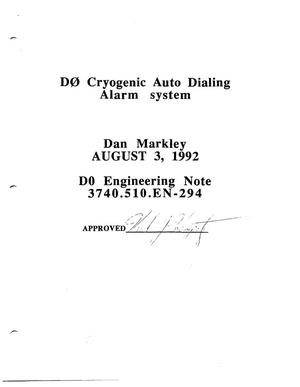 D0 Cryogenic Auto Dialing Alarm System