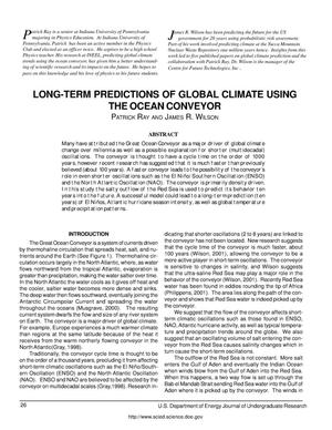 Long-Term Predictions of Global Climate Using the Ocean Conveyor