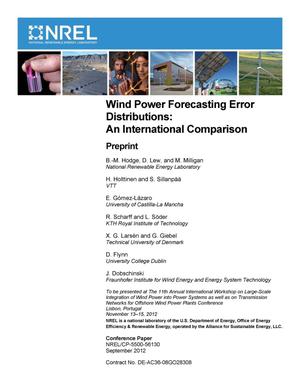 Wind Power Forecasting Error Distributions: An International Comparison; Preprint
