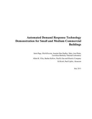 Automated Demand Response Technology Demonstration Project for Small and Medium Commercial Buildings