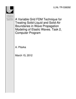 A Variable Grid FDM Technique for Treating Solid-Liquid and Solid-Air Boundaries in Wave Propagation Modeling of Elastic Waves. Task 2, Computer Program