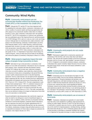 Community Wind Myths (Fact Sheet)