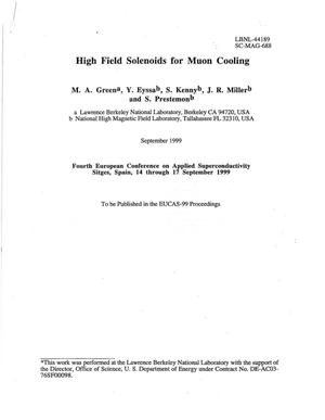 High field solenoids for muon cooling