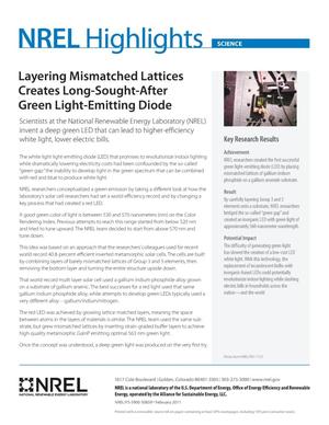 Layering Mismatched Lattices Creates Long-Sought-After Green Light-Emitting Diode (Fact Sheet)