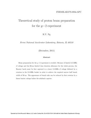 Theoretical study of proton beam preparation for the g-2 experiment
