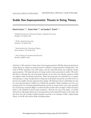 Stable Non-Supersymmetric Throats in String Theory
