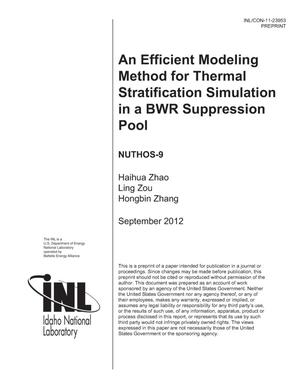 An efficient modeling method for thermal stratification simulation in a BWR suppression pool