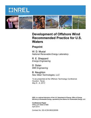 Development of Offshore Wind Recommended Practice for U.S. Waters: Preprint