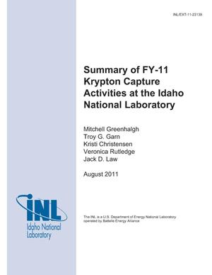Summary of FY-11 Krypton Capture Activities at the Idaho National Laboratory