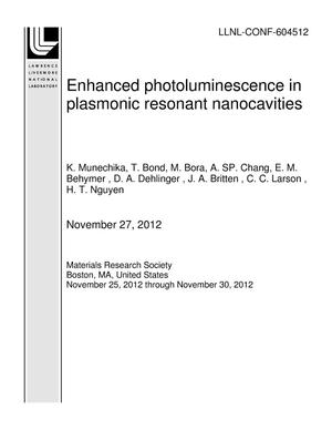Enhanced photoluminescence in plasmonic resonant nanocavities