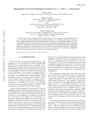 Primary view of object titled 'Holographic Fractional Topological Insulators in 2+1 and 1+1 Dimensions'.