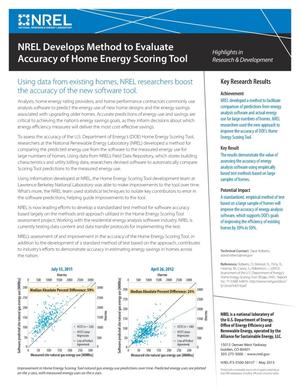 NREL Develops Method to Evaluate Accuracy of Home Energy Scoring Tool (Fact Sheet)