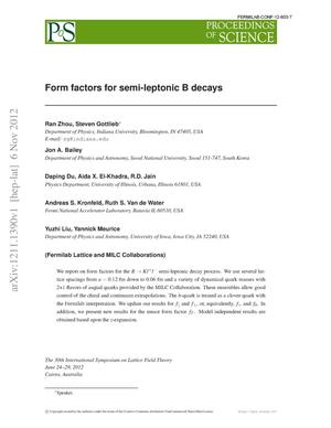 Form Factors for Semi-Leptonic B Decays