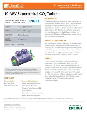 10-MW Supercritical-CO2 Turbine (Fact Sheet)