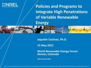 Policies and Programs to Integrate High Penetrations of Variable Renewable Energy