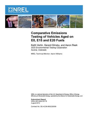 Comparative Emissions Testing of Vehicles Aged on E0, E15 and E20 Fuels
