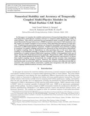 Numerical Stability and Accuracy of Temporally Coupled Multi-Physics Modules in Wind-Turbine CAE Tools