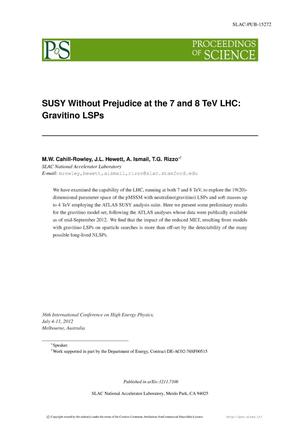 SUSY without Prejudice at the 7 and 8 TeV LHC: Gravitino LSPs