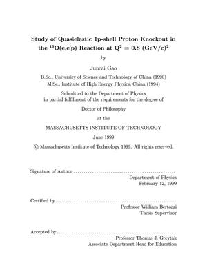 Study of Quasielastic 1p-shell proton Knockout in the {sup 16}O (e,e'p) reaction at Q{sup 2}=0.8 (GeV/c){sup 2}