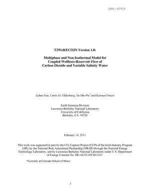 T2Well/ECO2N Version 1.0: Multiphase and Non-Isothermal Model for Coupled Wellbore-Reservoir Flow of Carbon Dioxide and Variable Salinity Water