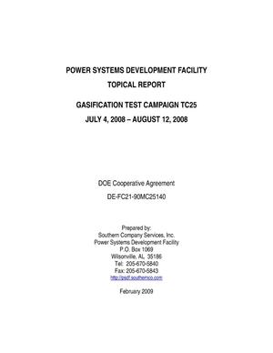 Power Systems Development Facility Gasification Test Campaign TC25