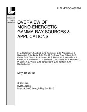Overview Of Mono Energetic Gamma Ray Sources Applications Unt Digital Library