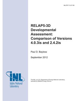 RELAP5-3D Developmental Assessment: Comparison of Versions 4.0.3is and 2.4.2is
