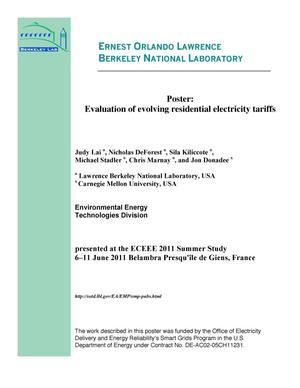 Evaluation of evolving residential electricity tariffs