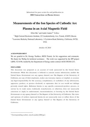 Measurements of the Ion Species of Cathodic Arc Plasma in an Axial Magnetic Field