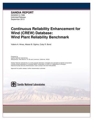 Continuous Reliability Enhancement for Wind (CREW) database : wind plant reliability benchmark.