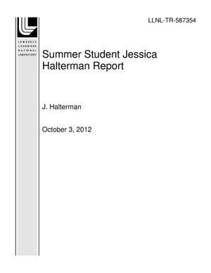 Summer Student Jessica Halterman Report