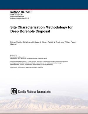 Primary view of object titled 'Site characterization methodology for deep borehole disposal.'.