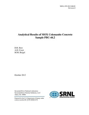 Analytical Results Of MOX Colemanite Concrete Sample PBC-44.2