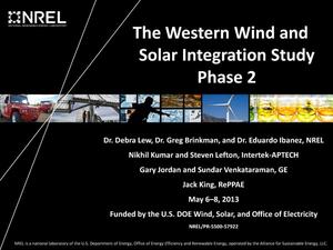 Western Wind and Solar Integration Study Phase 2
