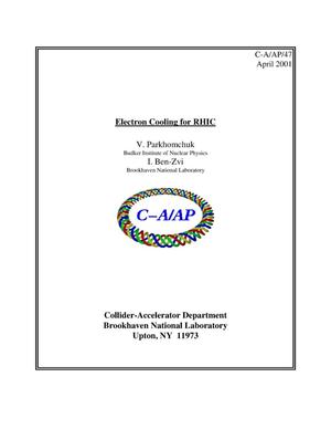 Electron Cooling for RHIC