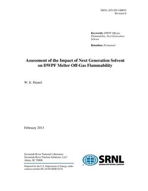 Assessment of the impact of the next generation solvent on DWPF melter off-gas flammability