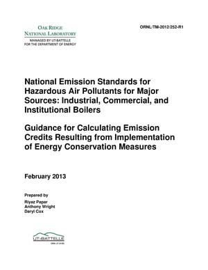 National Emission Standards for Hazardous Air Pollutants for Major Sources: Industrial, Commercial, and Institutional Boilers; Guidance for Calculating Efficiency Credits Resulting from Implementation of Energy Conservation Measures