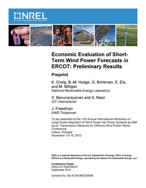 Economic Evaluation of Short-Term Wind Power Forecasts in ERCOT: Preliminary Results; Preprint