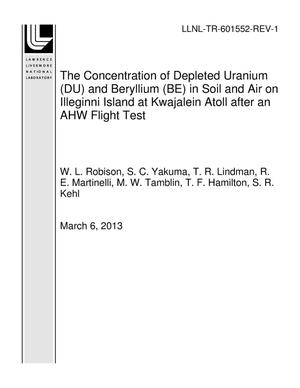 The Concentration of Depleted Uranium (DU) and Beryllium (BE) in Soil and Air on Illeginni Island at Kwajalein Atoll after an AHW Flight Test