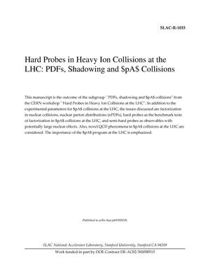 Hard Probes in Heavy Ion Collisions at the LHC: PDFs, Shadowing and $pA$ Collisions