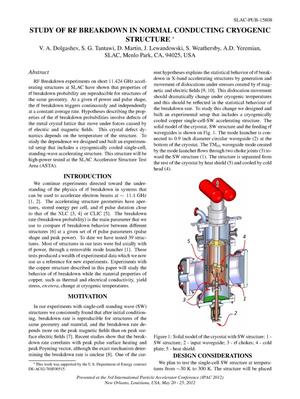 Study of RF Breakdown in Normal Conducting Cryogenic Structure