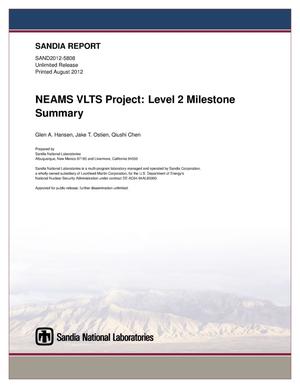 NEAMS VLTS project : level 2 milestone summary.