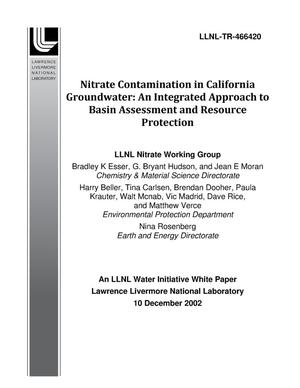 Primary view of object titled 'Nitrate Contamination in California Groundwater: An Integrated Approach to Basin Assessment and Resource Protection'.
