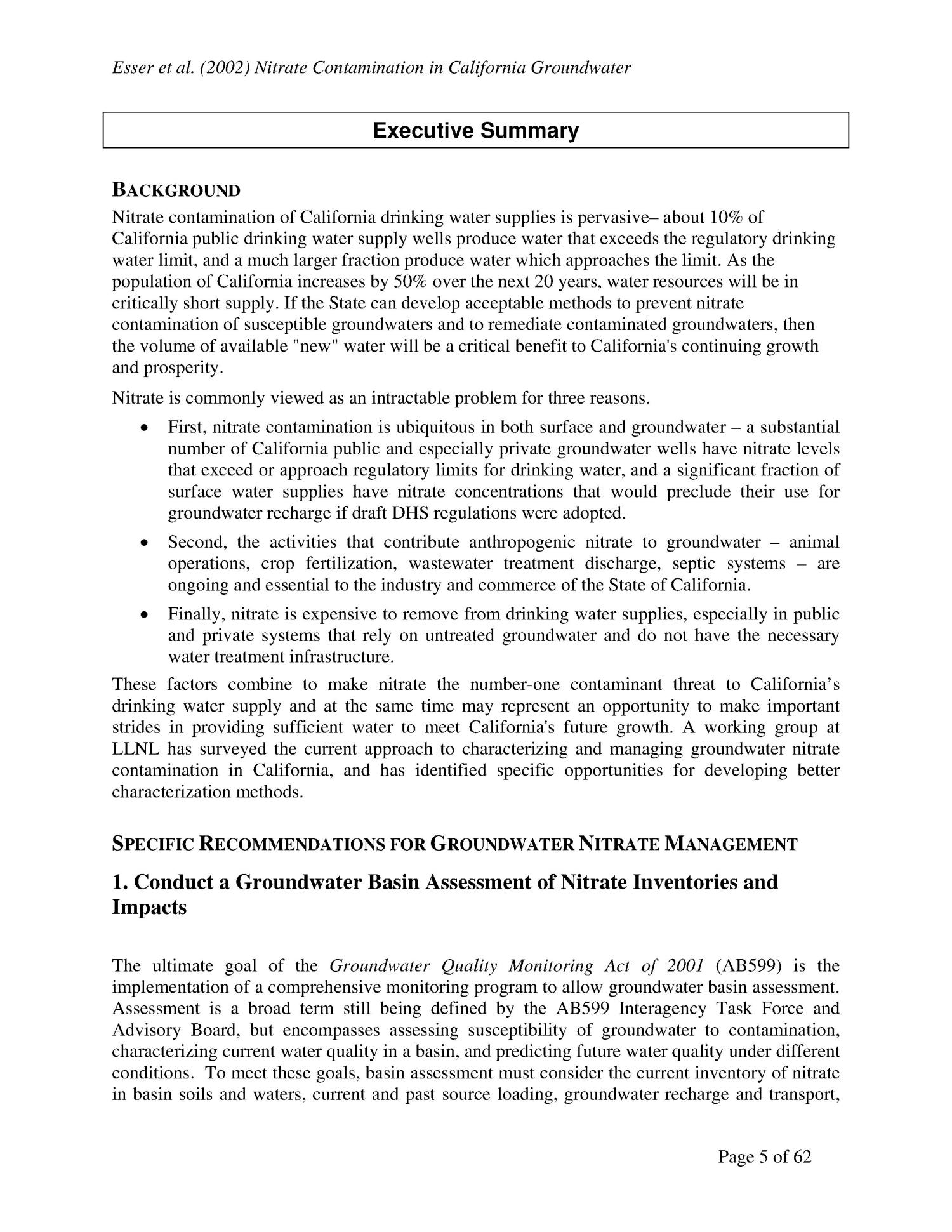 Nitrate Contamination in California Groundwater: An Integrated Approach to Basin Assessment and Resource Protection
                                                
                                                    [Sequence #]: 5 of 62
                                                