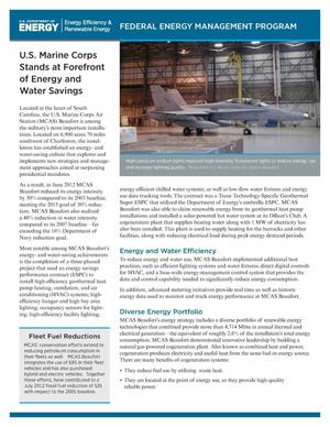 U.S. Marine Corps Stand at Forefront of Energy and Water Savings (Fact Sheet)