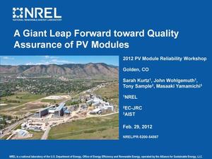Giant Leap Forward Toward Quality Assurance of PV Modules