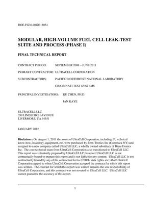 Modular, High-Volume Fuel Cell Leak-Test Suite and Process